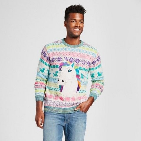 Rainbow Unicorn Tacky Christmas Sweater 